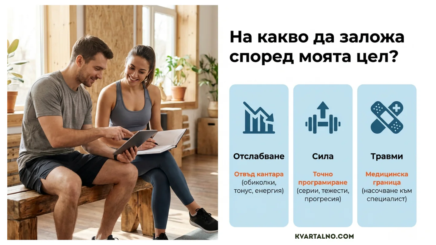 Критерии за избор на персонален треньор според целта: отслабване, сила или работа при травма
